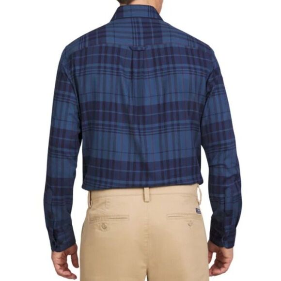 LANDS END Men Brushed Twill Button Down Shirt M Blue Tartan Plaid Flannel NWT - Picture 11 of 11